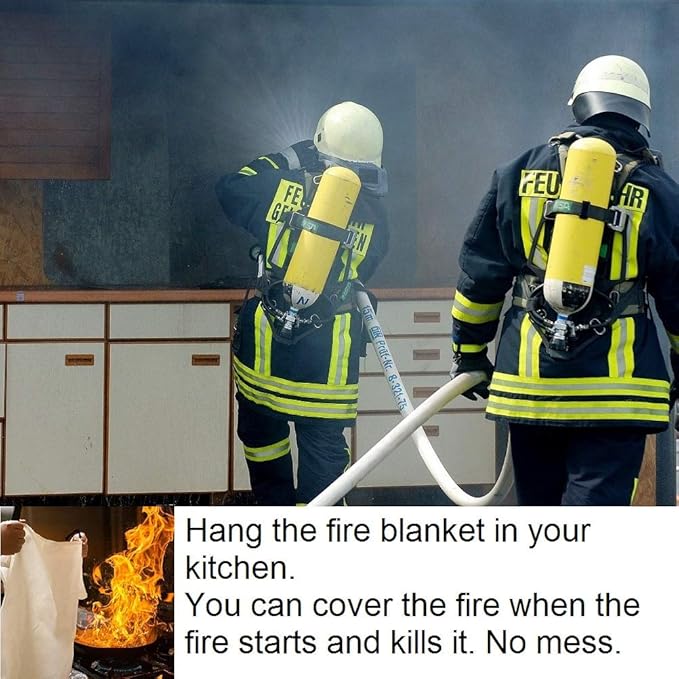 Leberna 5 Pack 39.9x39.3 Fire Blanket Fire Suppression Blanket | Fiberglass Fire Blankets Emergency for People Flame Retardant Fireproof Survival Safety Kitchen, Fireplace, Car, Office, Warehouse