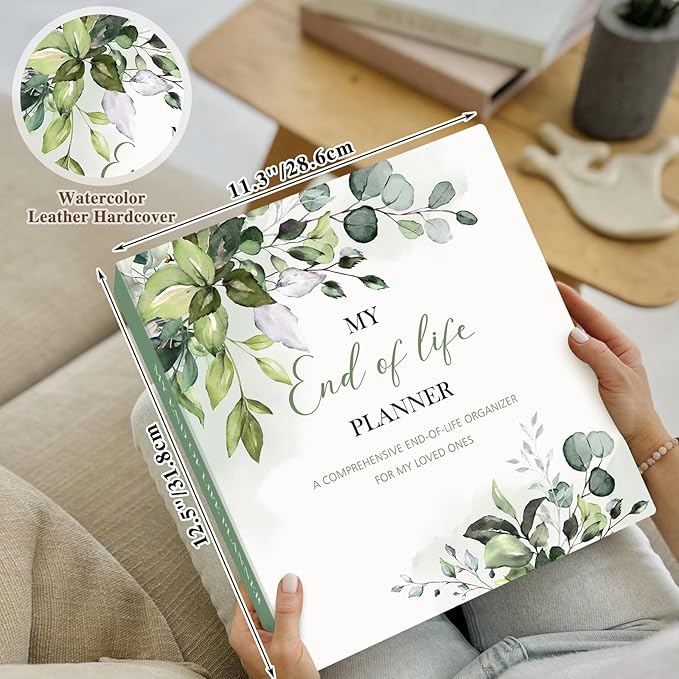 Lanpn End of Life Binder - 8.5x11, Final Wishes & Estate Document Folder with 8 Dividers & 10 Letter Size Binder Pockets, Death Planner Organizer, Before Death Life Plan When I Die Journal Book