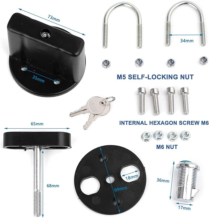 Mokuo Switch Lock Set for Auxiliray PP Gas Tank 3 Gallon 5 Gallon Fuel Container and Water Container for Motorcycle UTV ATV