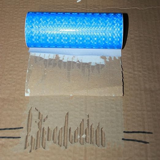 Blue Reflective Tape Outdoor Waterproof 8 inch Wide, High Visibility Warning Safety Strong Industrial Marking Tape (10 feet)
