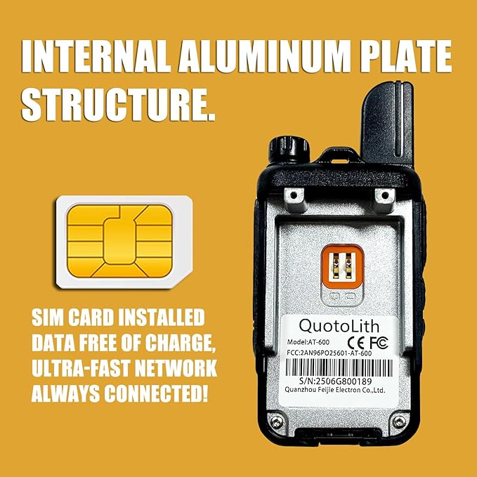 4 Pack Nationwide Unlimited Range Walkie Talkies Poc Two-Way Radio Long Range,Pre-Installed Sim Card (Free for Life) Suitable for Fleet Dispatch/Construction Site Collaboration/Family Emergencies