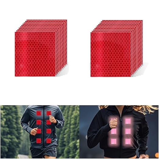 Non Fading Red Reflective Stickers 3 inch X 3 inch, Outdoor Waterproof High Visibility Warning Safety Adhesive Reflector Tape (20 Pcs)