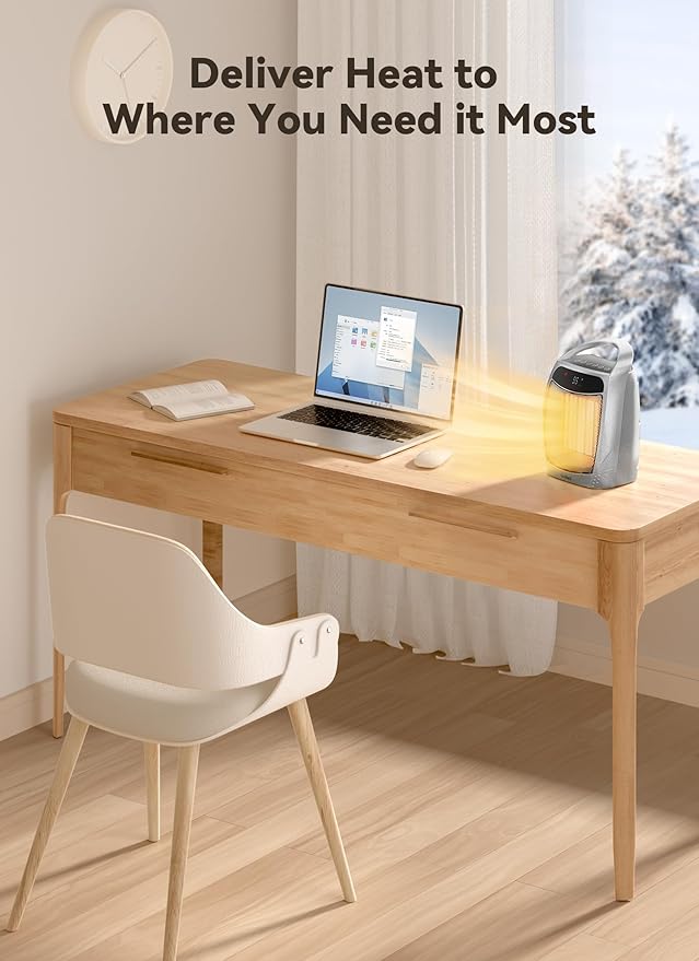 GiveBest Digital Space Heater, 1500W Portable Electric Heater for Indoor Use, Remote, 4 Mode, Timer, ECO Mode,PTC Ceramic Fast Safety Heat for Bedroom Office Home