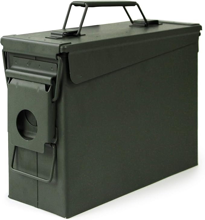 GUGULUZA Metal Ammo Can 30/50 Cal, Lockable Bullet Storage Case, Waterproof & Airtight Containers Box with Flip Top for Long-Term Storage Shotgun, Rifles, Pistols Ammunition