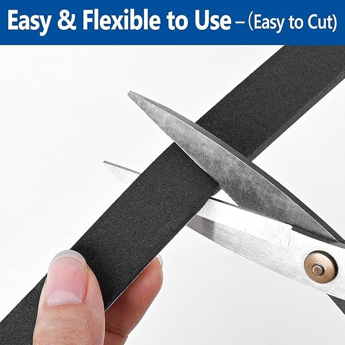 Kikerike Self Adhesive Foam Tape Weatherstrip 1/2In x 1/8In x 66Ft High Density Foam Insulation Strips Seal Weather Stripping with Strong Adhesive for Door and Window Sound Isolation Soundproofing