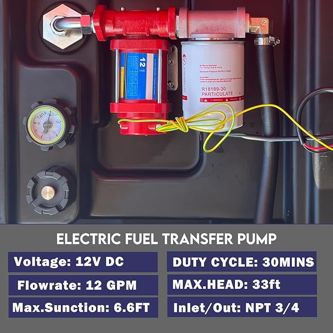 40 Gallon Fuel Transfer Tank with Detachable Wheels for Cars, Motorcycles & Boats, Holds Gasoline & Diesel, 12GPM 12V DC Fuel Transfer Pump & Manual Fueling Nozzle for Lawn Mowers & Snowblowers