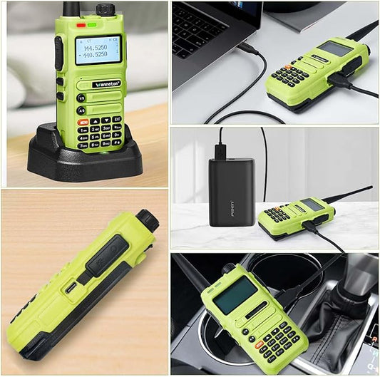 UV5F ham Radio Handheld Dual Band Two Way Radio Rechargeable Walkie Talkies with One-Key decoding Copy Frequency and Super Bright Flashlight and Large Battery 1 Pack