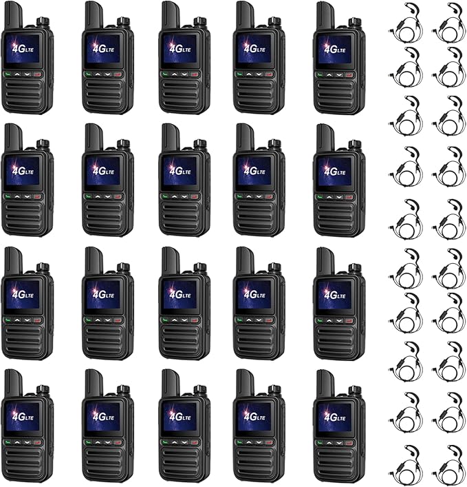 Nationwide Unlimited Range Walkie Talkies Poc Two-Way Radio Long Range,Pre-Installed SIM Card (Free for Life) Suitable for Fleet Dispatch/Construction Site Collaboration(Glossy Black 20)