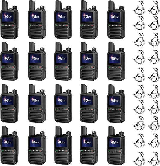 Nationwide Unlimited Range Walkie Talkies Poc Two-Way Radio Long Range,Pre-Installed SIM Card (Free for Life) Suitable for Fleet Dispatch/Construction Site Collaboration(Glossy Black 20)