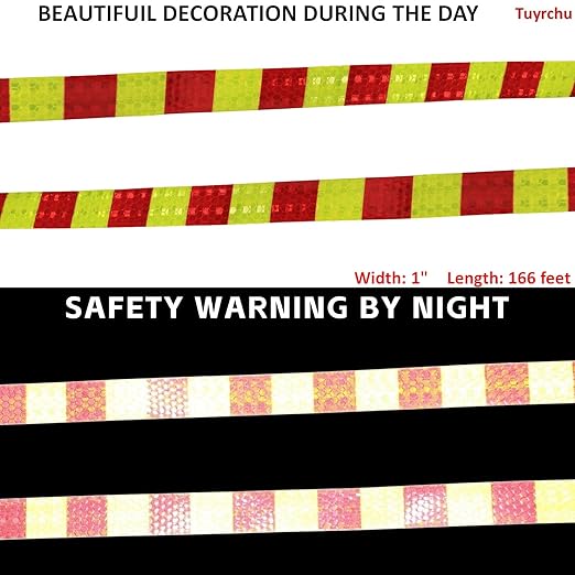 Industrial Reflective Tape 1 inch Wide for Trailer, Outdoor Waterproof High Visibility Safety Warning Adhesive Strips (166 feet)