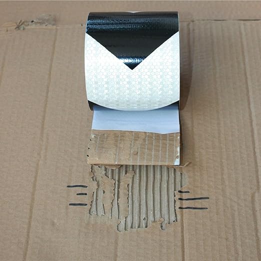 Reflective Tape Black White 6 inch Wide for Bikes, Outdoor Waterproof High Visibility Safety Warning Adhesive Strips (66 feet)