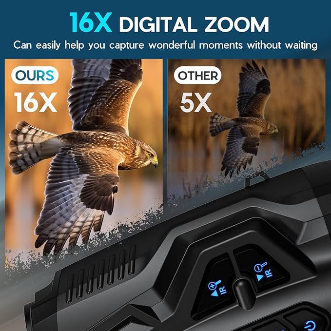 4K Night Vision Goggles for Adults,16X Zoom Night Vision Binoculars with 1000FT Infrared Range,5000mAh Rechargeable Battery,3.5" Screen,Include 32GB Card,Gift for Mens and Outdoor Enthusiasts