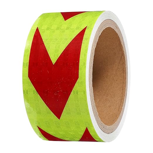 PATIKIL Reflective Tape, 2 Inch x 20 ft Waterproof Self Adhesive High Visibility Safety Warning Arrow Tape Outdoor Reflectors for Trucks Trailers Cars, Yellow Red