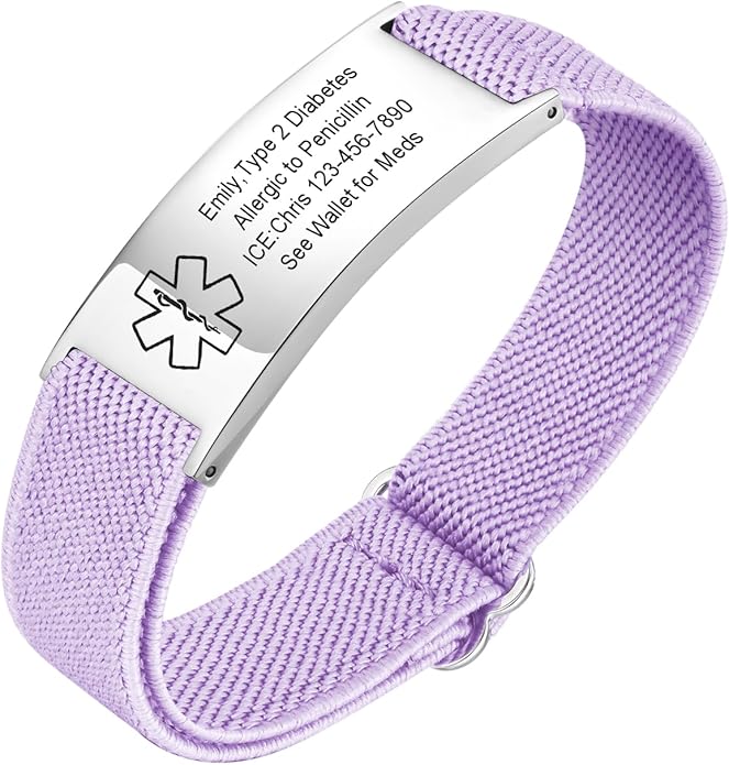 VNOX Medical Alert Bracelets for Men & Women Kids with Free Engraving Adjustable Stainless Steel Mesh Emergency Medical ID Bracelets Wristband