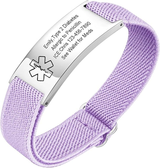 VNOX Medical Alert Bracelets for Men & Women Kids with Free Engraving Adjustable Stainless Steel Mesh Emergency Medical ID Bracelets Wristband
