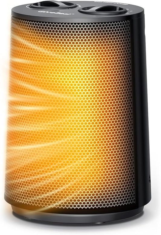 GiveBest Space Heater, 1500W Portable Heaters for Indoor Use, PTC Ceramic Heater with Heating and Fan Modes, Overheat & Tip-Over Protection, Ideal for Bedroom, Office & Desk Use, Black