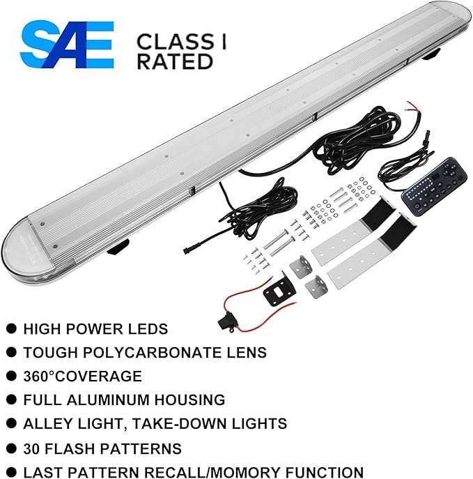 ASPL 48" High-Intensity LED Low Profile Roof Mount Emergency Warning Security Strobe Light Bar for Tow Truck Construction Vehicle /29 Flash Mode/Control Pannel/Take Down Alley Lights -Amber