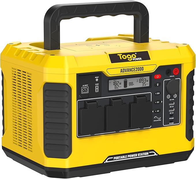 Togo POWER A2000 Portable Power Station 2000W-1799Wh Solar Generator LiFePO4 Battery Backup with AC Outlets(4000W Peak)-Fast Charge in 1.5H,10ms EPS Switch for RV Trip,Home use,Camping,Outage