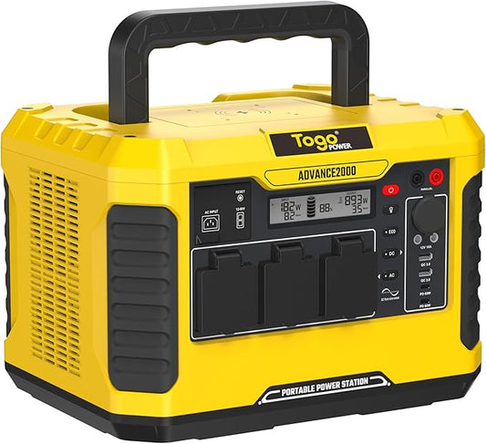 Togo POWER A2000 Portable Power Station 2000W-1799Wh Solar Generator LiFePO4 Battery Backup with AC Outlets(4000W Peak)-Fast Charge in 1.5H,10ms EPS Switch for RV Trip,Home use,Camping,Outage