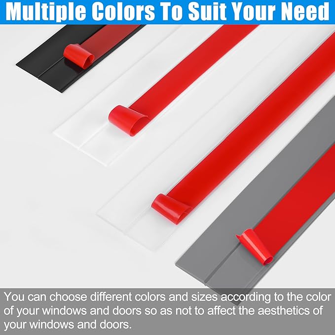 Draft Seal Tape for Doors and Windows 3 in x 410 Ft Silicone Weather Stripping Extra Thick 2mm Door Seal Strip with Strong Adhesive Draft Insulation Stopper Side Seal - Black