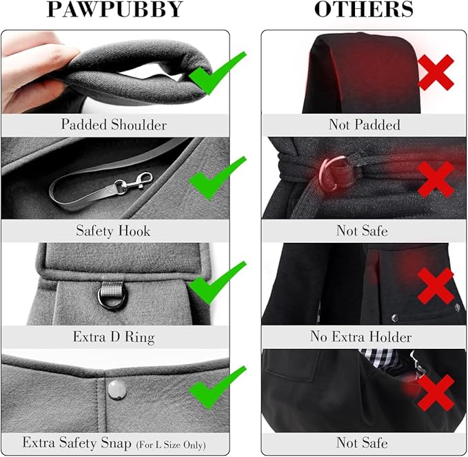 Dog & Cat Carrier Sling, Adjustable Soft Padded Shoulder Puppy Carrier, Hands-Free Dog Carrier Bag with Double Safety Buckles Premium Material for Outdoor Travel, Dark Gray, M