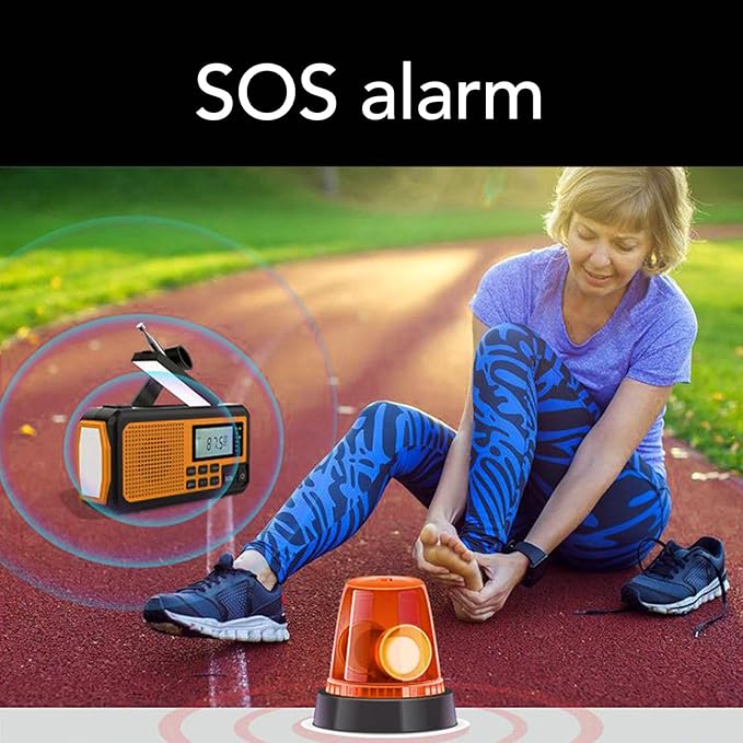 Emergency Radio, Hand Crank Solar USB Charging AM FM Shortwave NOAA Weather Radio with SOS Alarm LED Flashlight, for Outdoor Camping Hiking Live