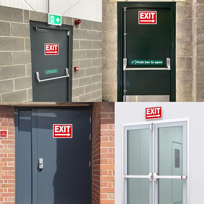 2 Pack Metal Exit Signs with Right Arrow, 10x7 Inches Rust Free 0.40 Aluminum Exit Sign, UV Protected, Durable, Weatherproof, Easy to Install, Indoor/Outdoor Use