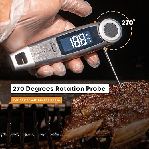 Finaltouch X10 Instant Read Digital Meat Thermometer NSF Certified Waterproof Professional for Cooking Grilling BBQ Baking Candy Oil with Rotating Probe and Backlit Display (Patriotic Limited Edition)
