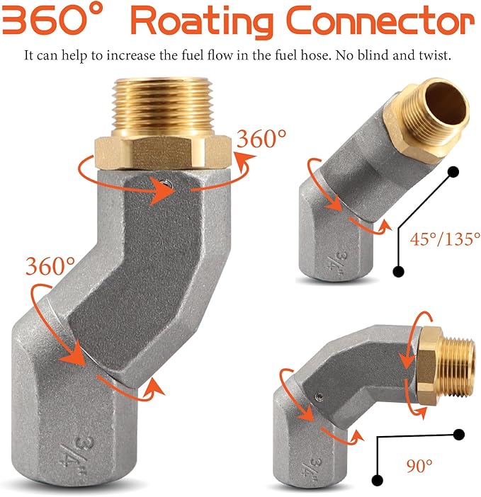 3/4" Fuel Transfer Hose 20FT,Farm Pump Hose Male NPT Connector with Fuel Hose Swivel for Gasoline,Diesel,Biodiesel