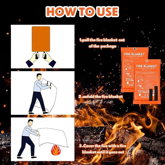 Macarrie 30 Pack Fire Blankets 39” x 39” Fire Blanket Emergency for Home and Kitchen Extinguisher Blankets Fiberglass Suppression Blanket Safety Fireproof Survival for Car Office Warehouse (Orange)