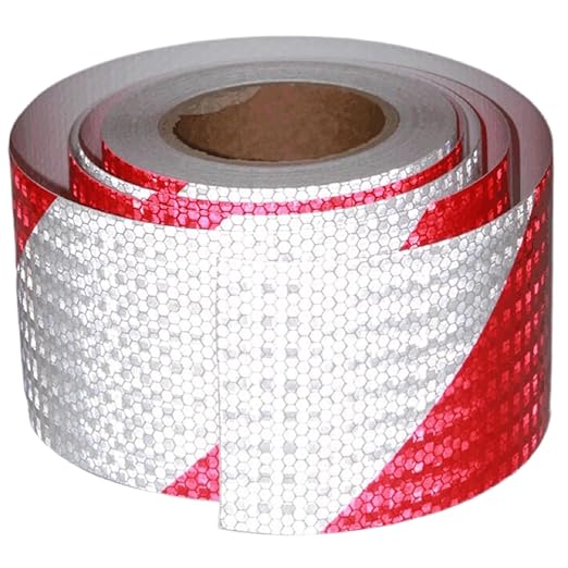 Reflective Tape Red White 4 Inch x 68 Feet, Outdoor Waterproof Hi-Visibility Adhesive Stickers, Hi-Intensity Safety Strips