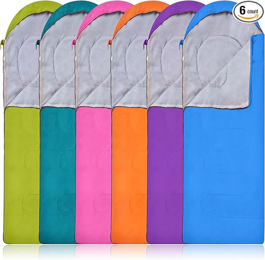 Macarrie 6 Pack Bulk Sleeping Bags for Homeless Donation, 0 Degree Waterproof Sleeping Bags with Compression Sack for Adults Winter Cold Weather Care Camping Hiking Emergency