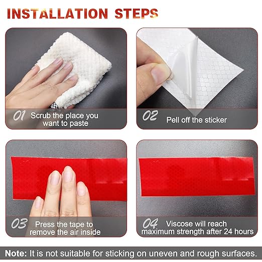 Red Reflective Tape, 2 Inch x 65 Feet, High Viscosity Safety Reflective Tape Outdoor Waterproof for Trailers, Bikes, Cars