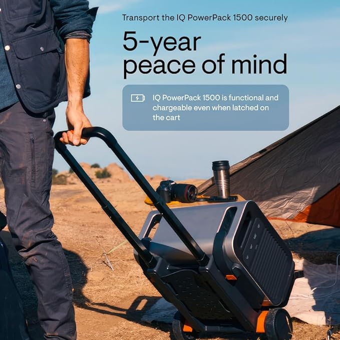 Enphase IQ Cart – Foldable Cart Designed to Securely Transport IQ PowerPack 1500, Sturdy Latches and Wheel Brakes, Extendable Handle, Easy to Carry and Store, 5-Year Limited Warranty
