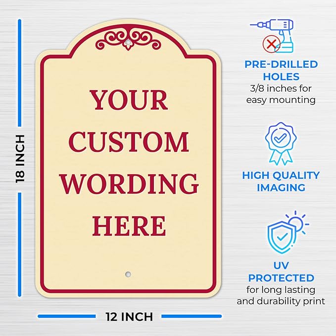 Custom Indoor/Outdoor Decorative Sign,Custom Personalized Burgundy Border Sign, 12x18 Inches, ACM, Fade Resistant, Made in USA