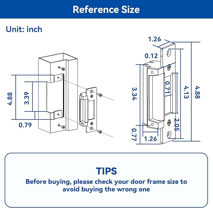 2025 Upgraded ANSI Standard Heavy Duty Electric Door Strike Lock for Door Access Control System Fail-Secure Fail-Safe Adjustable Access Control Cylindrical Locksets (Input Voltage 12VDC), Silver