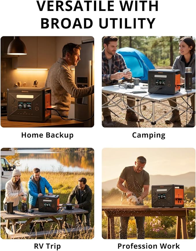 SolarPlay 2500W Portable Power Station 2304Wh, Power Station LiFePO4 Battery 1.5Hrs Fast Charging, 4 AC Outlets(Peak 5000W) Emergency Solar Generator for Home, Camping, Outdoor Battery Backup