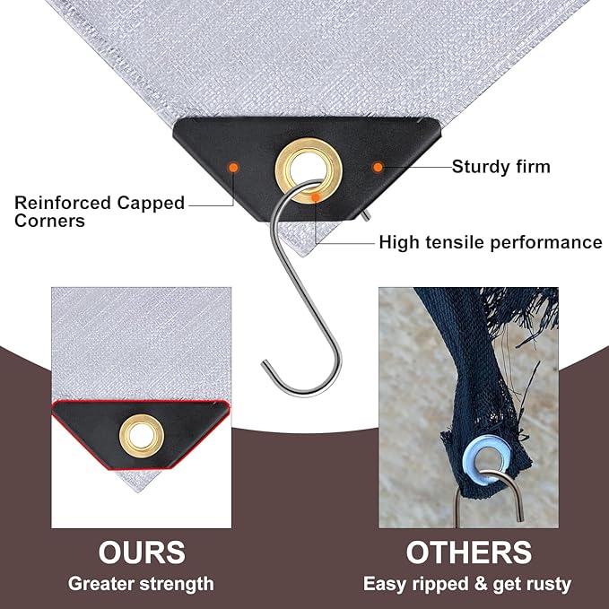 Tarp 6x8FT, 16 Mil, Waterproof Tarps Heavy Duty with Grommets Every 23.6", Thick Plastic Tarp, UV Resistant Tear&Fade Resistant, Reinforced Edges for Outdoor Pool Camp Tent
