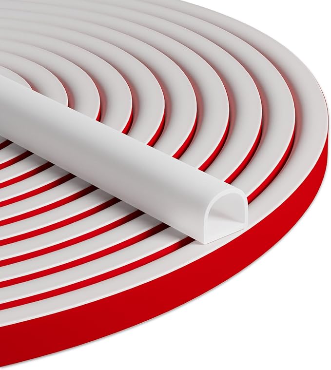 40FT Weather Stripping Door Seal - Self Adhesive Weather Insulation Strip Weatherstripping Silicone D Shaped Seal Strip Door Frame Gap Filler/Window Soundproofing