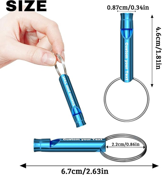 20 Pcs Custom Emergency Whistles with Keychains, Personalized Loud Safety Survival Whistle Engraved with Name/Text, Bulk Whistles for Outdoor Sports, Camping, Hiking, Boating, Hunting