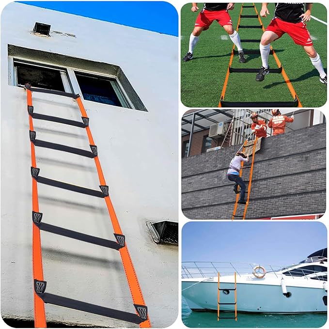 Fire Escape Ladder, 16.4 Feet Emergency Fire Ladder, 2-3 Story Homes Reusable Safety Rope Ladder for Kids and Adults
