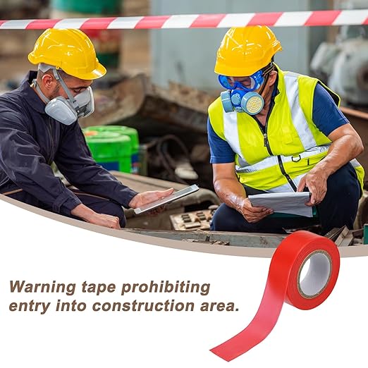 MECCANIXITY Flagging Tape,12 Pcs Non-Adhesive Plastic Neon Survey Marking Tape 1 Inch x 98 Feet for Tree Hunting Boundaries Hazardous Areas Marking Ribbon Red