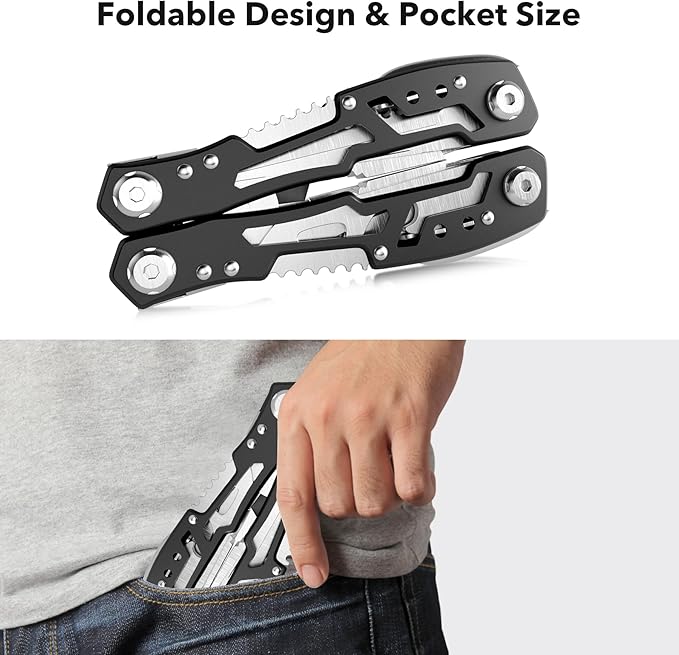 14-In-1 Multitool with Safety Locking, Professional Stainless Steel Multitool Pliers Pocket Knife, Bottle Opener, Screwdriver with Nylon Sheath ，Apply to Survival,Camping, Hunting and Hiking 10 Pcs