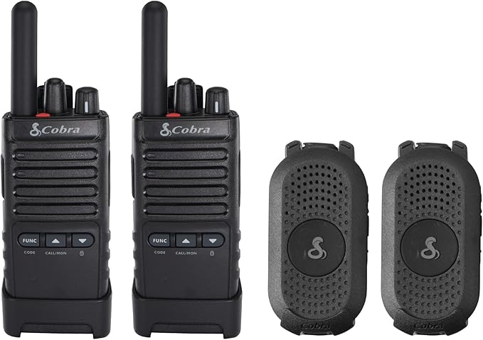 Cobra Business Radio Bundle – 4 Professional Walkie Talkies (2 PX280, 2 PX650) - Compact Long-Range Two-Way Radios, Dock Chargers, IP54 Durable, Rechargeable