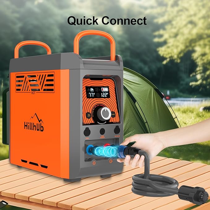 Hillhub Portable Propane Water Heater with Water Pump&Showerhead, Camping Instant Hot Water Heater with Overheating Protection, Outdoor Use Only Built-in battery for Showering&Cleaning