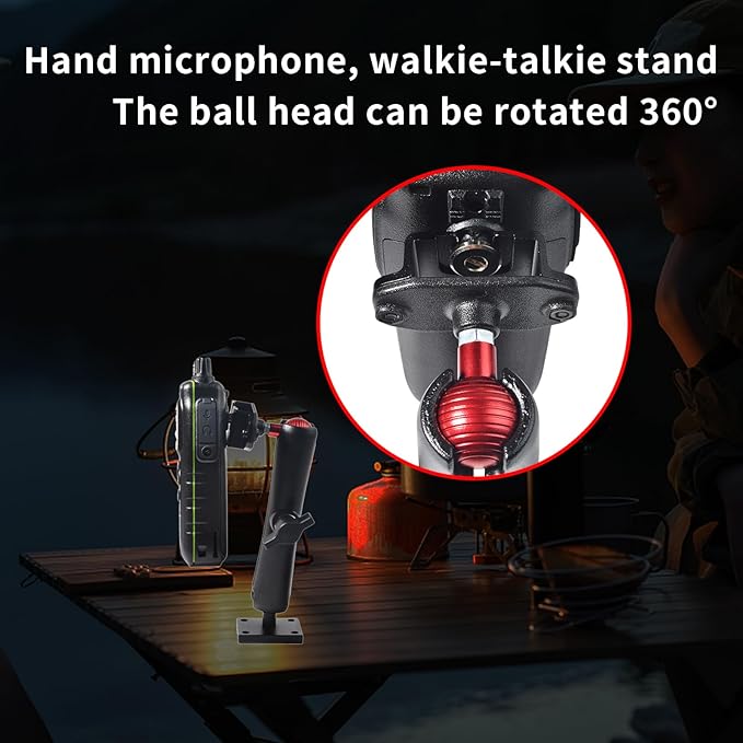 HYS Handheld Radio/Mic Hanger with Belt Clip/Round Knob Holder with 1" (25mm) Ball Head Adapter Compatible with RAM mounts B Size Double Socket Arm & Bike Motorcycle Ham Radio Mount