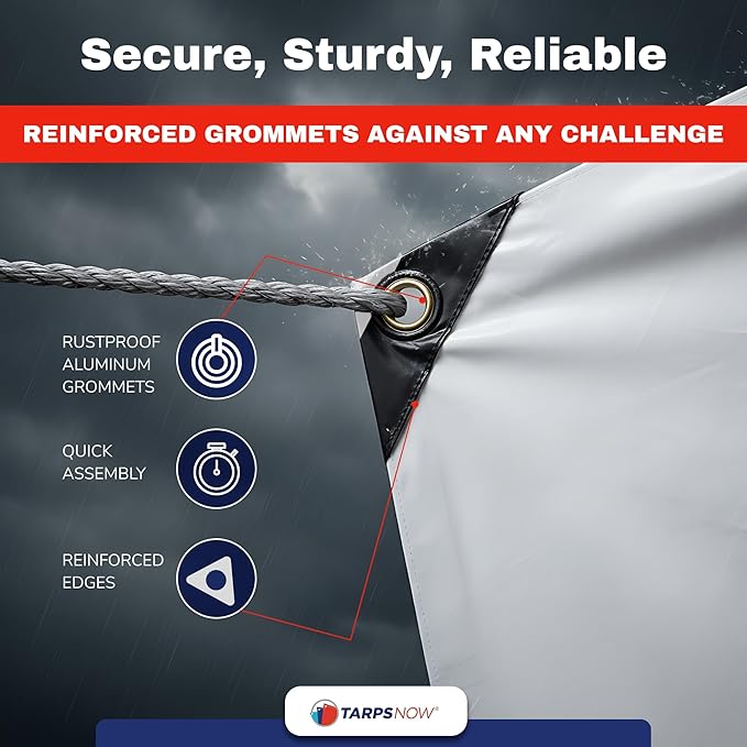 Tarps Now 8x30 Feet Heavy Duty Waterproof Tarp | 12 MIL Poly Tarp with Reinforced Edges & Aluminum Grommets | Weatherproof Tarpaulin for Roof, Outdoor, Camping | Large Brown Tarp Cover