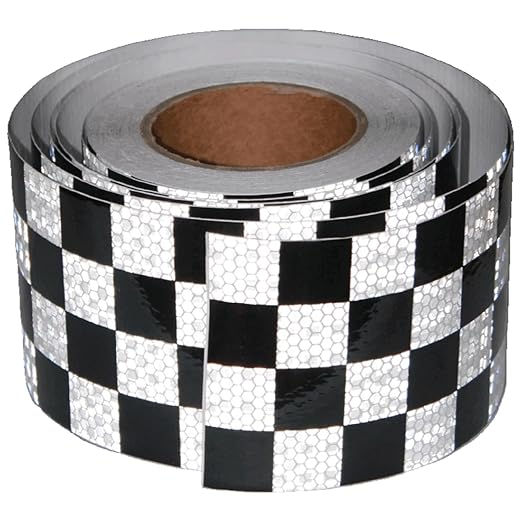 Black White Reflective Tape 4 inch X 66 feet, Outdoor Waterproof Hazard Conspicuity Warning Industrial Marking Tape