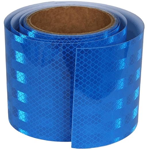 Non Fading Reflective Tape Blue 4 inch, Outdoor Waterproof High Visibility Warning Industrial Marking Tape, Safety Stickers (11 feet)