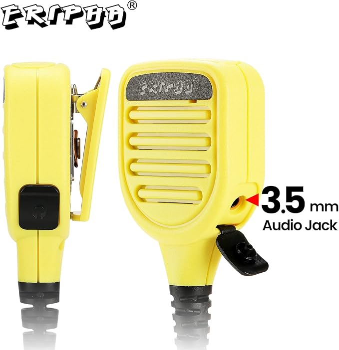 Shoulder Mic Speaker Compatible with Motorola XPR 3000 3000e 3300 3300e 3500 3500e Waterproof IP56 Two Way Radio Speaker Microphone with 3.5mm Jack (Yellow)